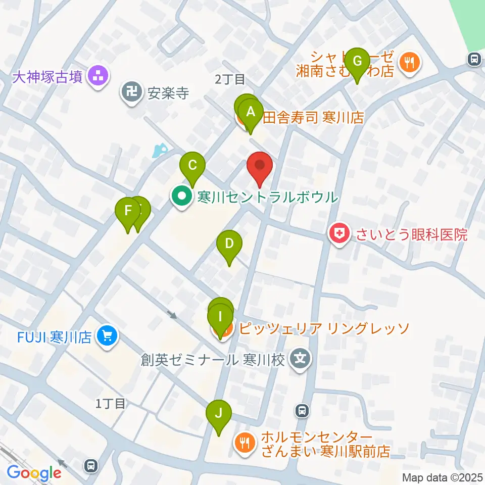 長谷川楽器店 寒川センター周辺のファミレス・ファーストフード一覧地図