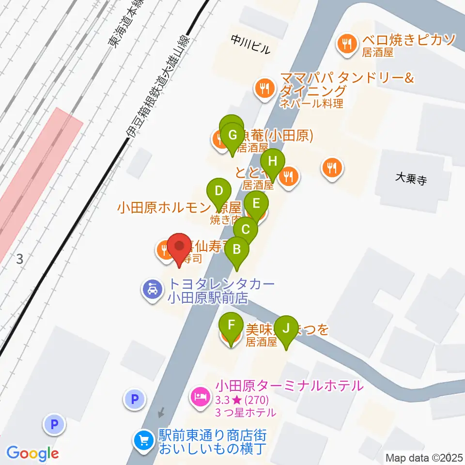 昭和音楽大学附属音楽・バレエ教室 小田原校周辺のファミレス・ファーストフード一覧地図