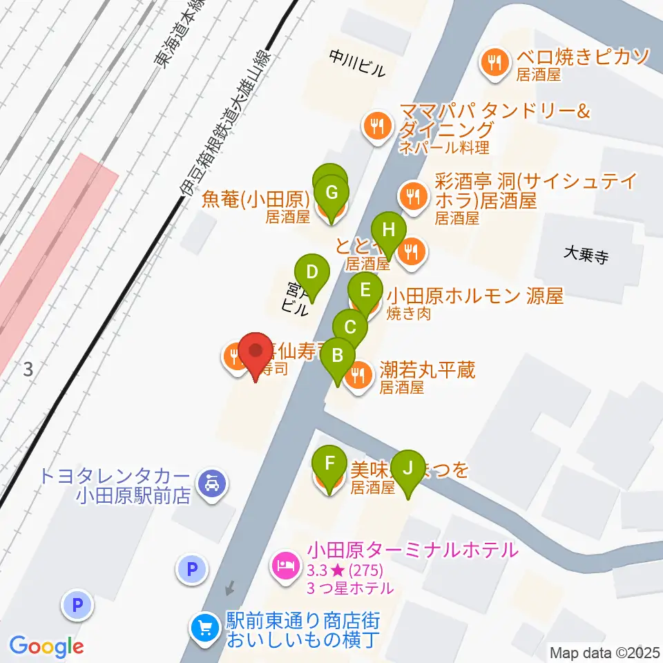 昭和音楽大学附属音楽・バレエ教室 小田原校周辺のファミレス・ファーストフード一覧地図