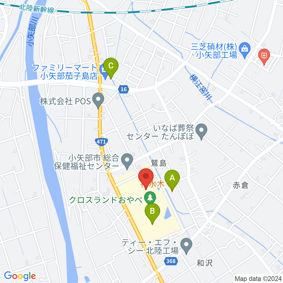 クロスランドおやべ周辺のファミレス・ファーストフード一覧地図