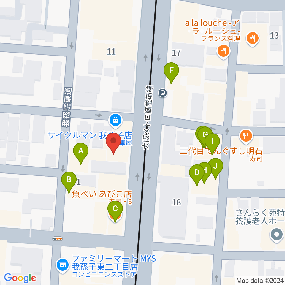 Live Bar BEAT IN周辺のファミレス・ファーストフード一覧地図