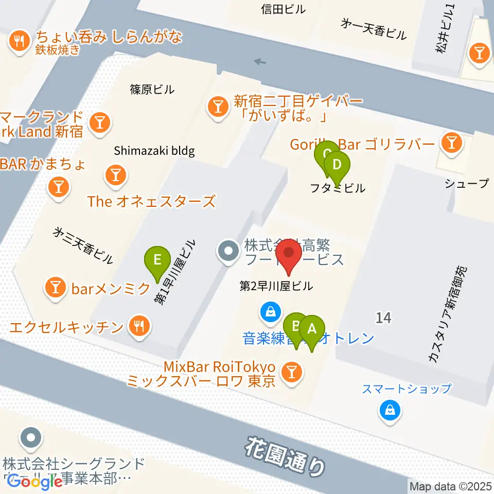 音楽練習場オトレン周辺のファミレス・ファーストフード一覧地図