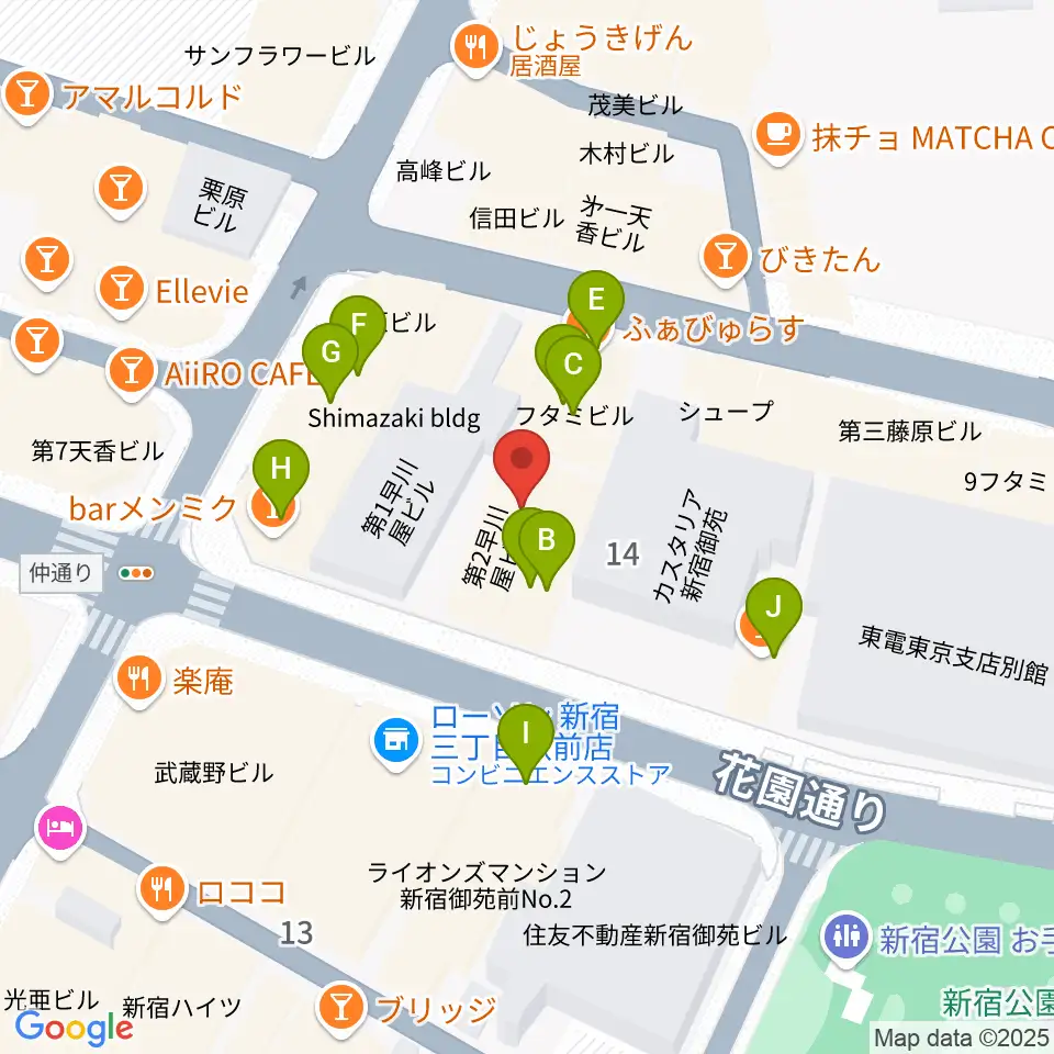 音楽練習場オトレン周辺のファミレス・ファーストフード一覧地図