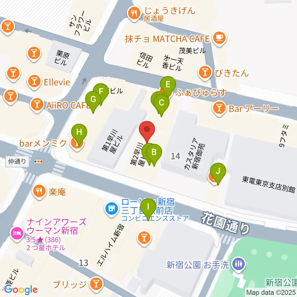 音楽練習場オトレン周辺のファミレス・ファーストフード一覧地図