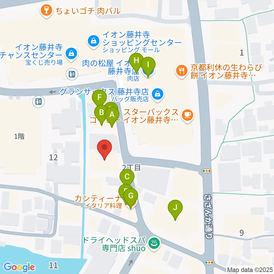 小阪楽器店 藤井寺センター周辺のファミレス・ファーストフード一覧地図