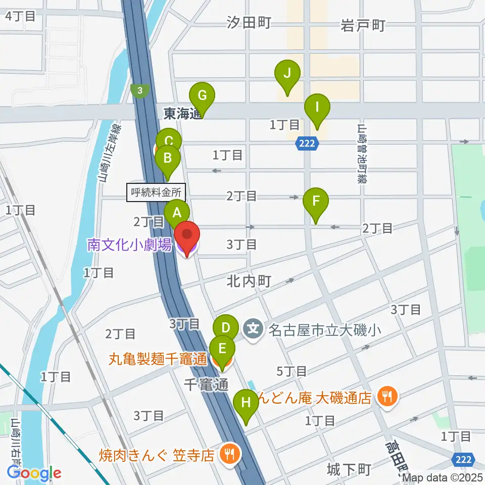 南文化小劇場周辺のファミレス・ファーストフード一覧地図