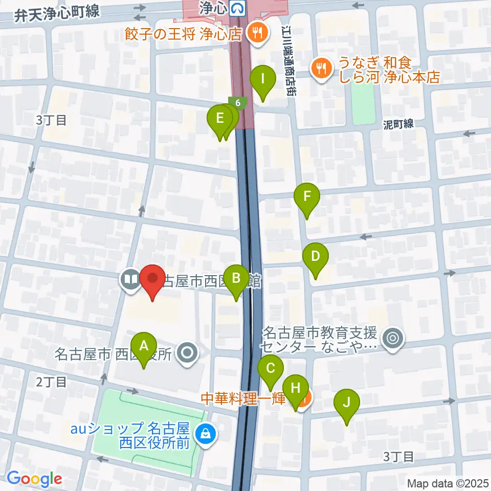 西文化小劇場周辺のファミレス・ファーストフード一覧地図