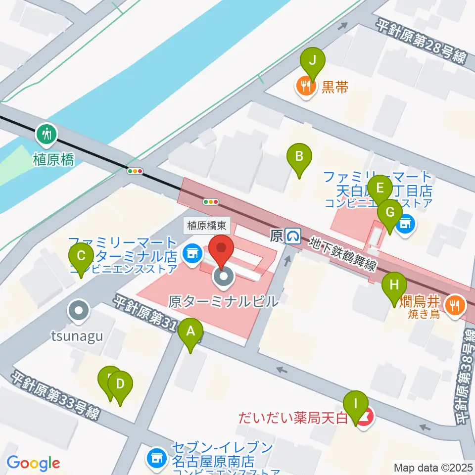 天白文化小劇場周辺のファミレス・ファーストフード一覧地図