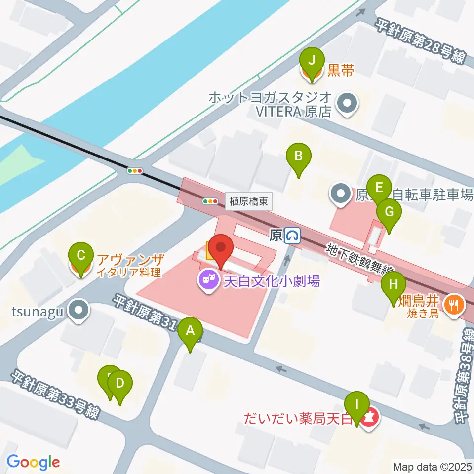 天白文化小劇場周辺のファミレス・ファーストフード一覧地図