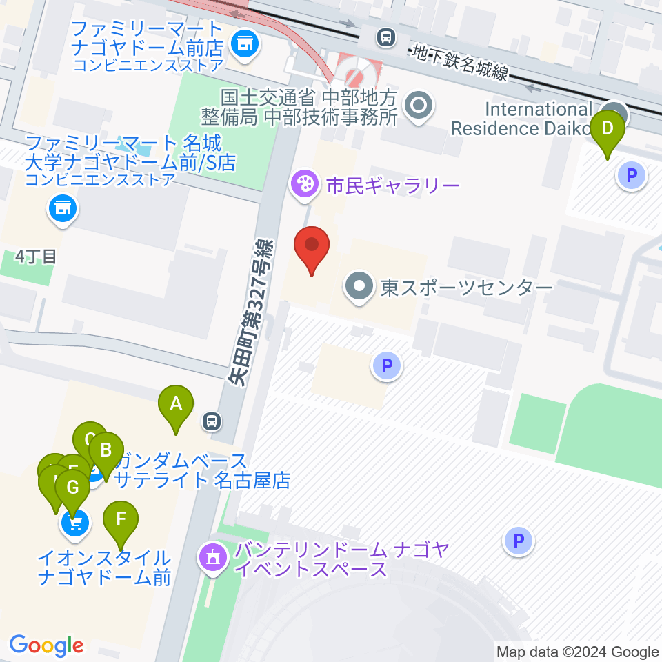 東文化小劇場周辺のファミレス・ファーストフード一覧地図