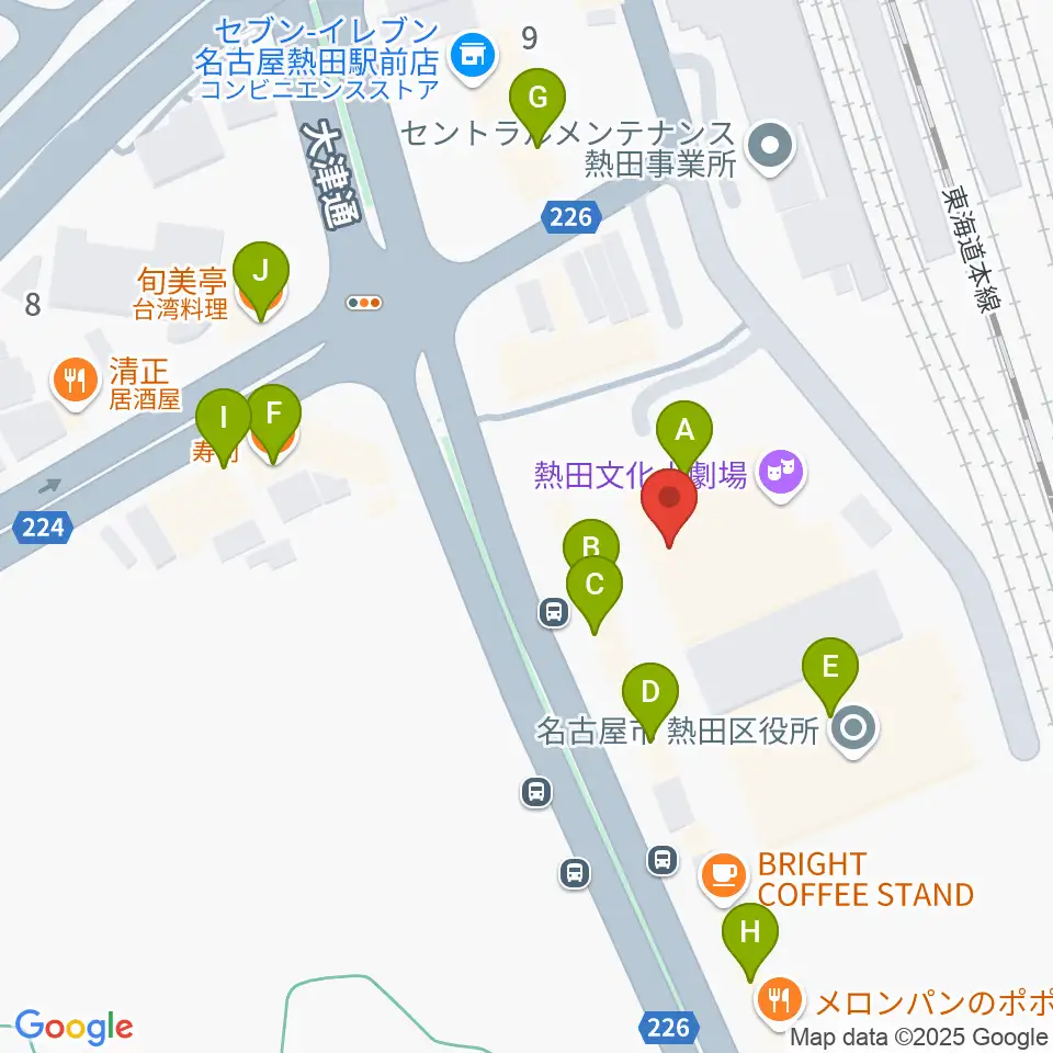 熱田文化小劇場周辺のファミレス・ファーストフード一覧地図