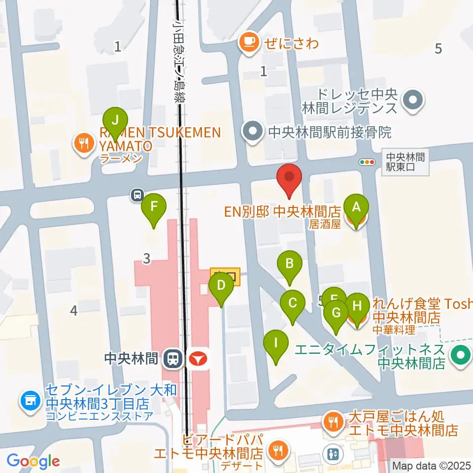 相模楽器 中央林間センター周辺のファミレス・ファーストフード一覧地図