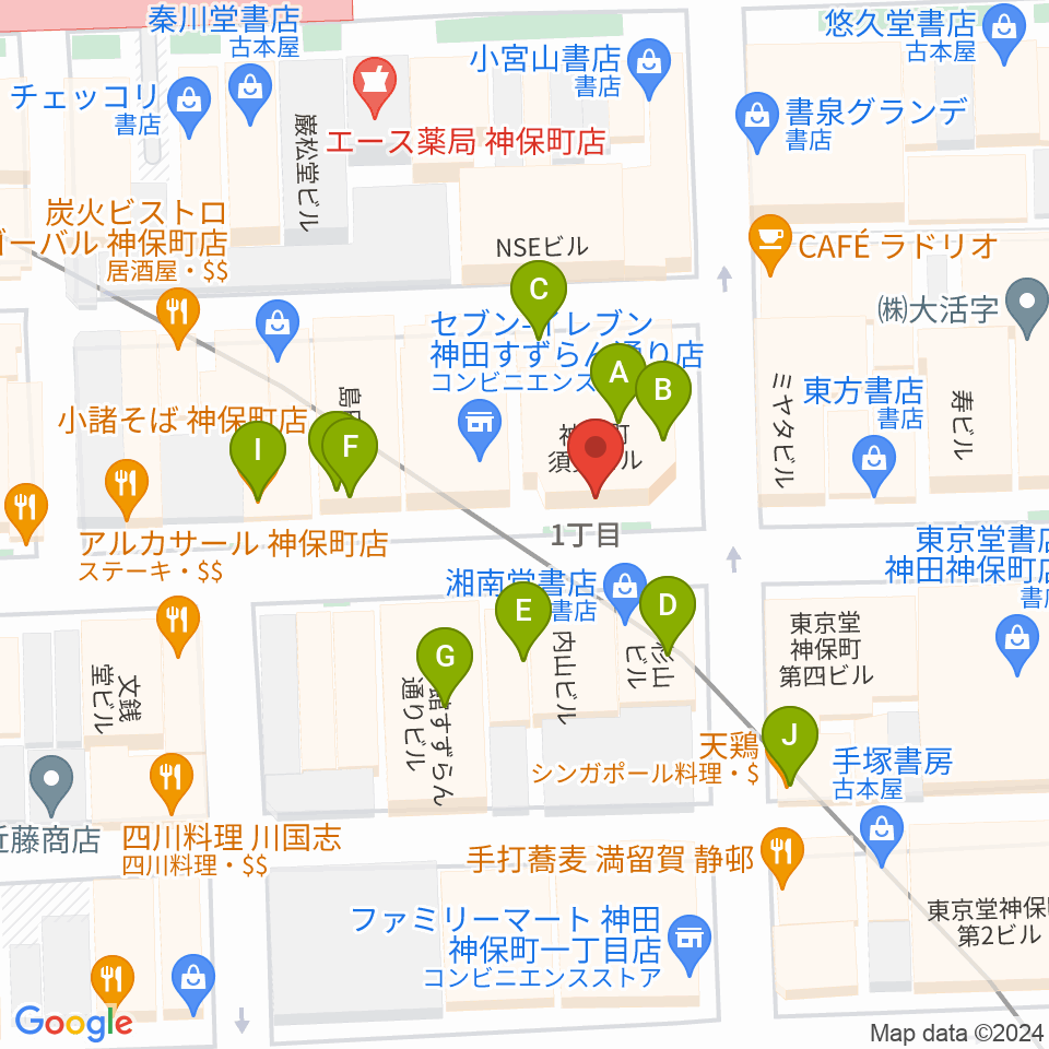 須賀楽器周辺のファミレス・ファーストフード一覧地図