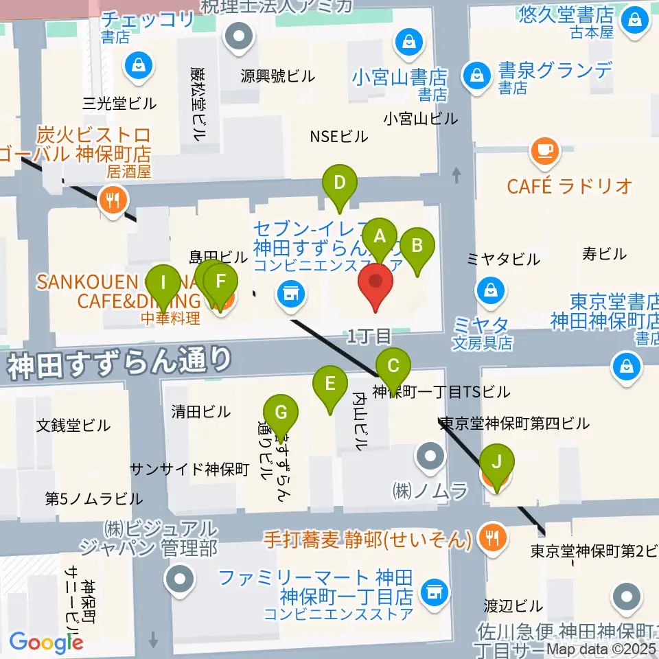 須賀楽器周辺のファミレス・ファーストフード一覧地図