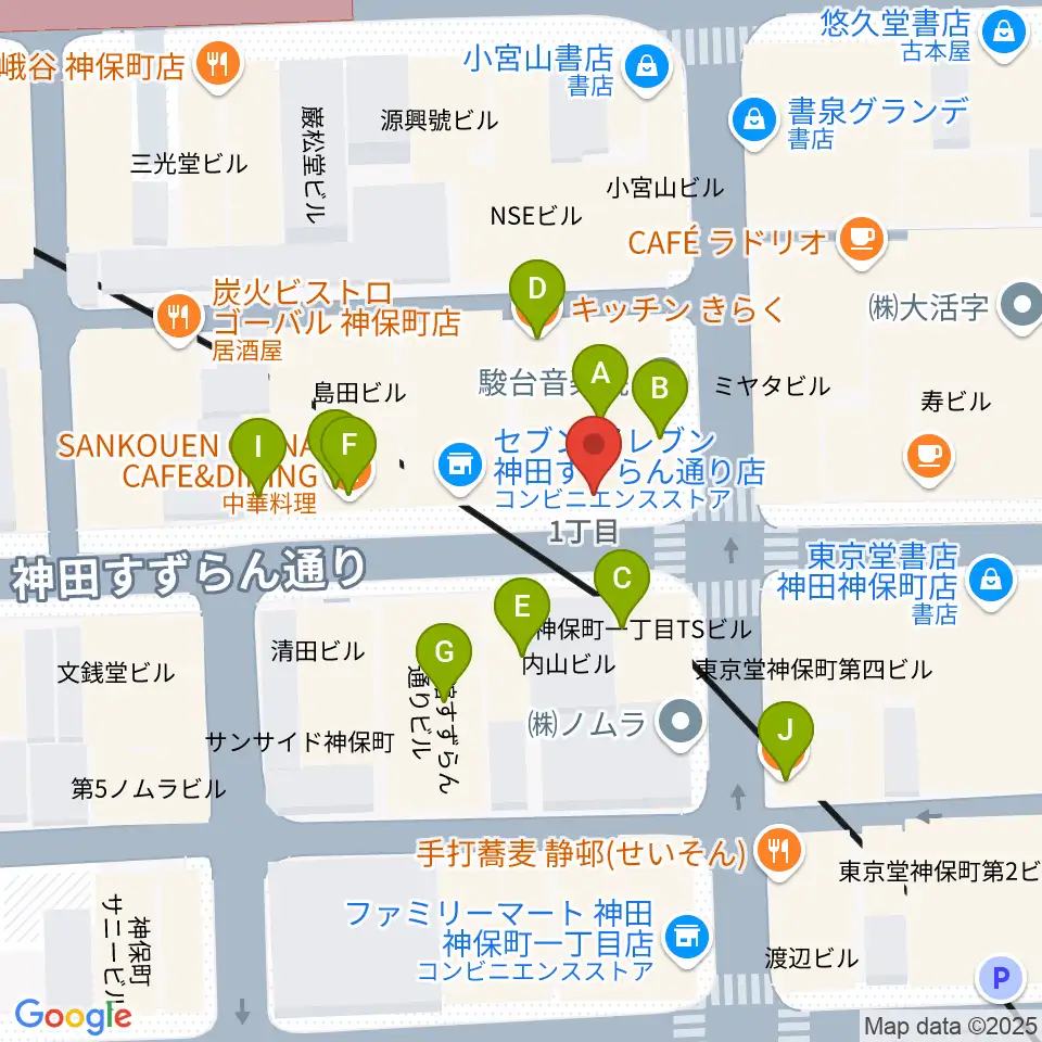 須賀楽器周辺のファミレス・ファーストフード一覧地図