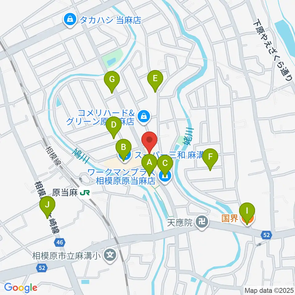 相模楽器 麻溝教室周辺のファミレス・ファーストフード一覧地図