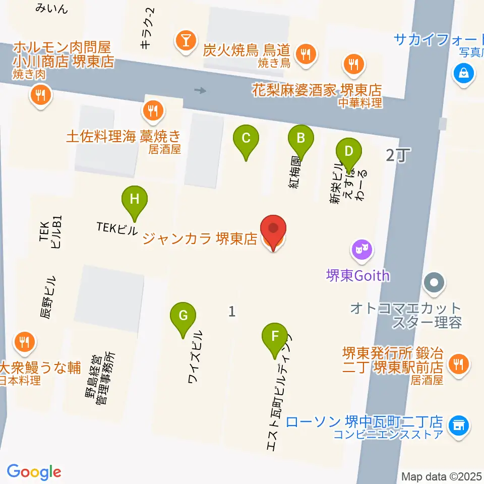 堺東Goith周辺のファミレス・ファーストフード一覧地図