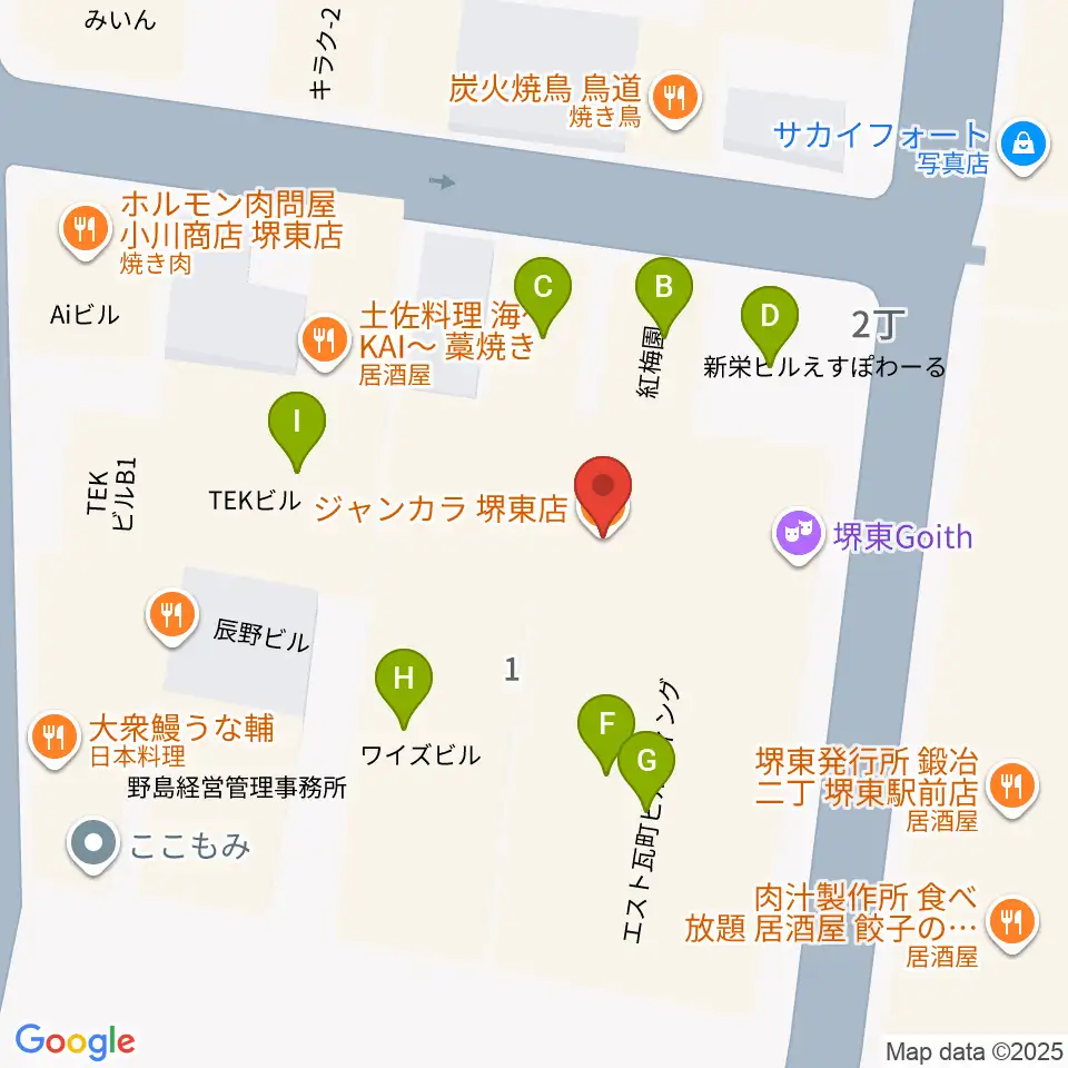 堺東Goith周辺のファミレス・ファーストフード一覧地図