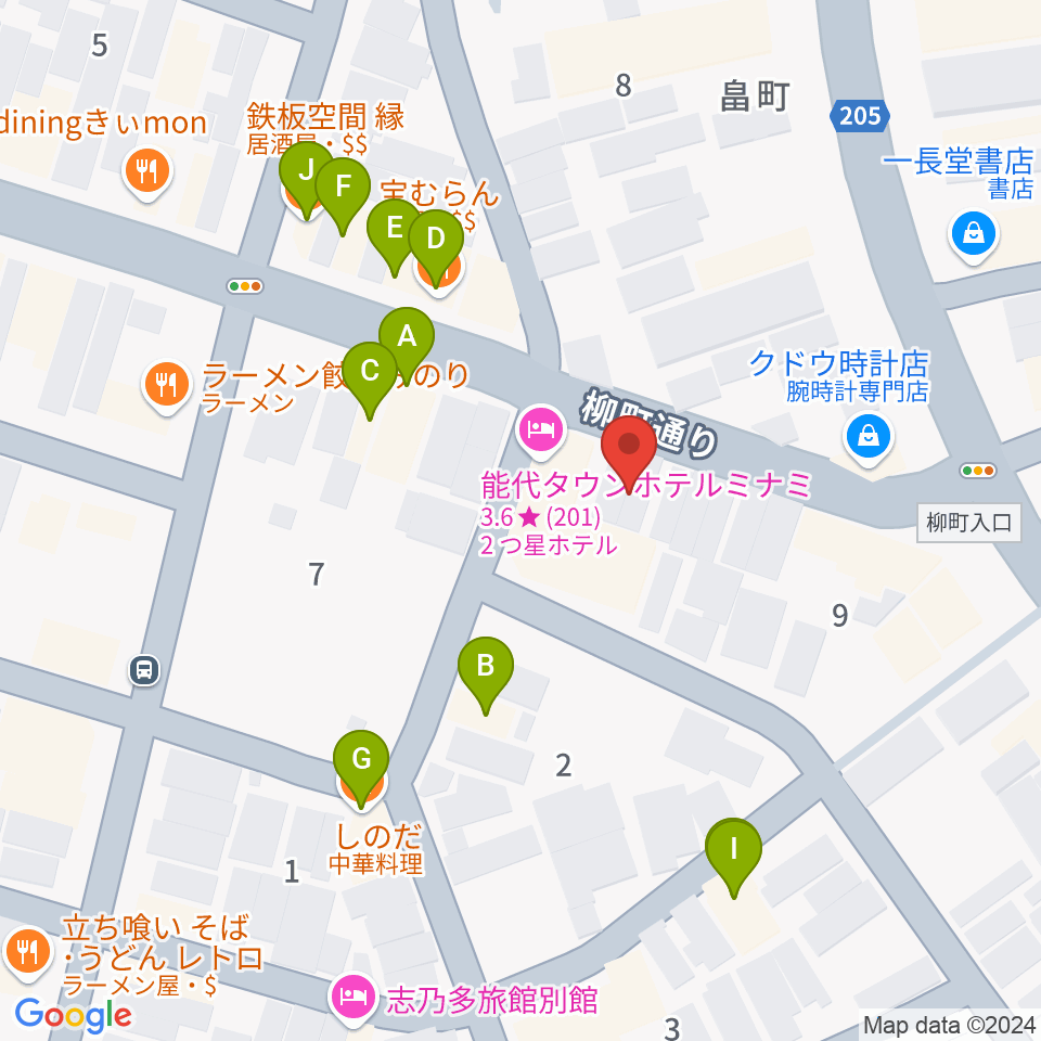 アサヒ楽器周辺のファミレス・ファーストフード一覧地図