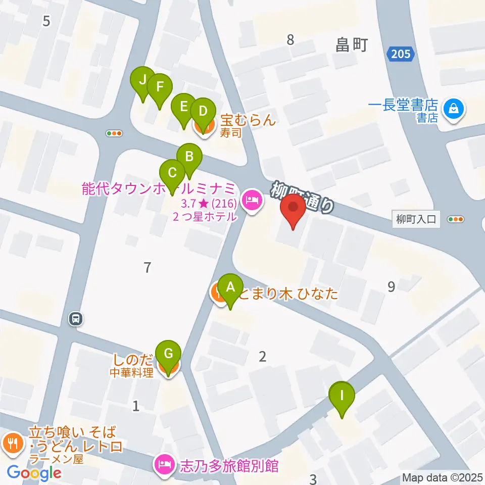 アサヒ楽器周辺のファミレス・ファーストフード一覧地図