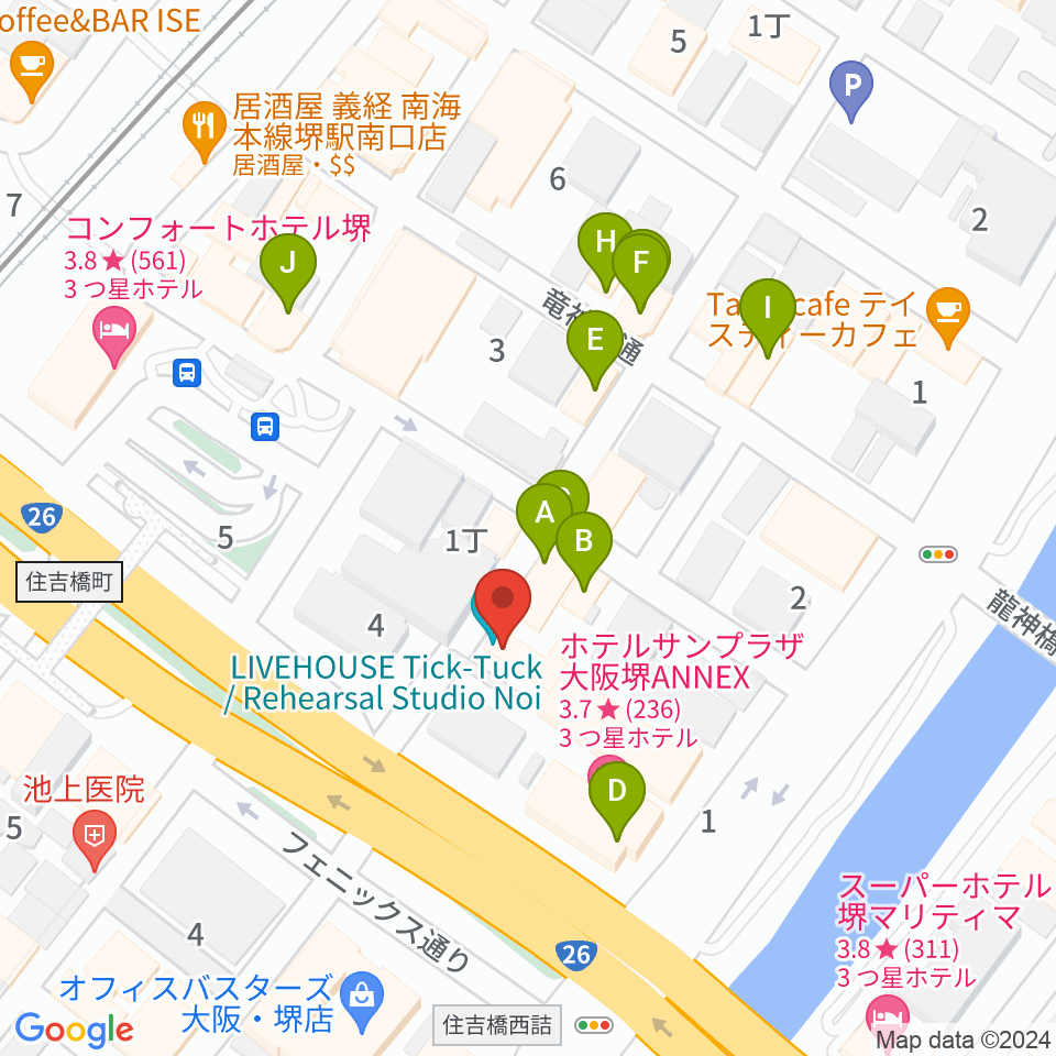 堺チクタク・スタジオNoi周辺のファミレス・ファーストフード一覧地図