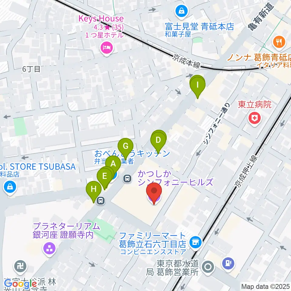 かつしかシンフォニーヒルズ周辺のファミレス・ファーストフード一覧地図