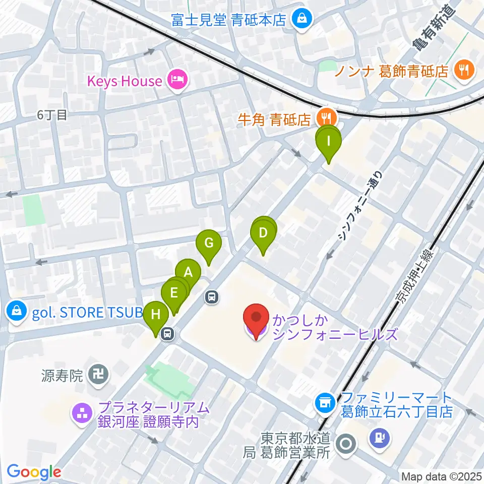 かつしかシンフォニーヒルズ周辺のファミレス・ファーストフード一覧地図