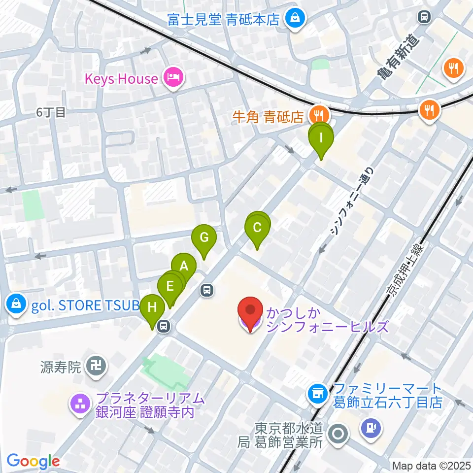 かつしかシンフォニーヒルズ周辺のファミレス・ファーストフード一覧地図