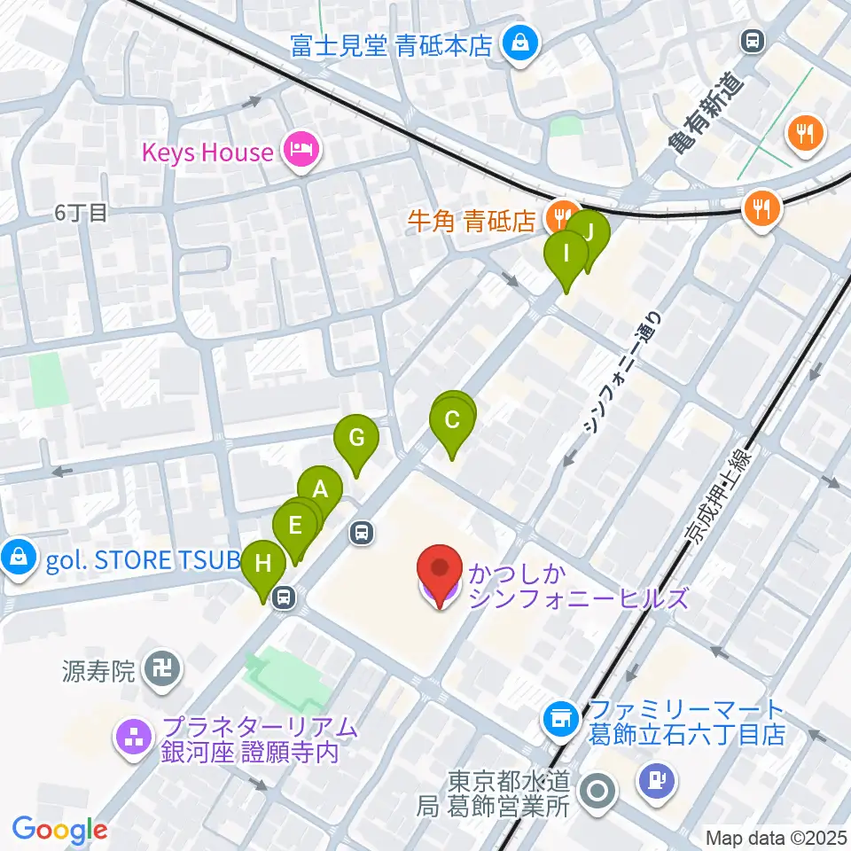 かつしかシンフォニーヒルズ周辺のファミレス・ファーストフード一覧地図