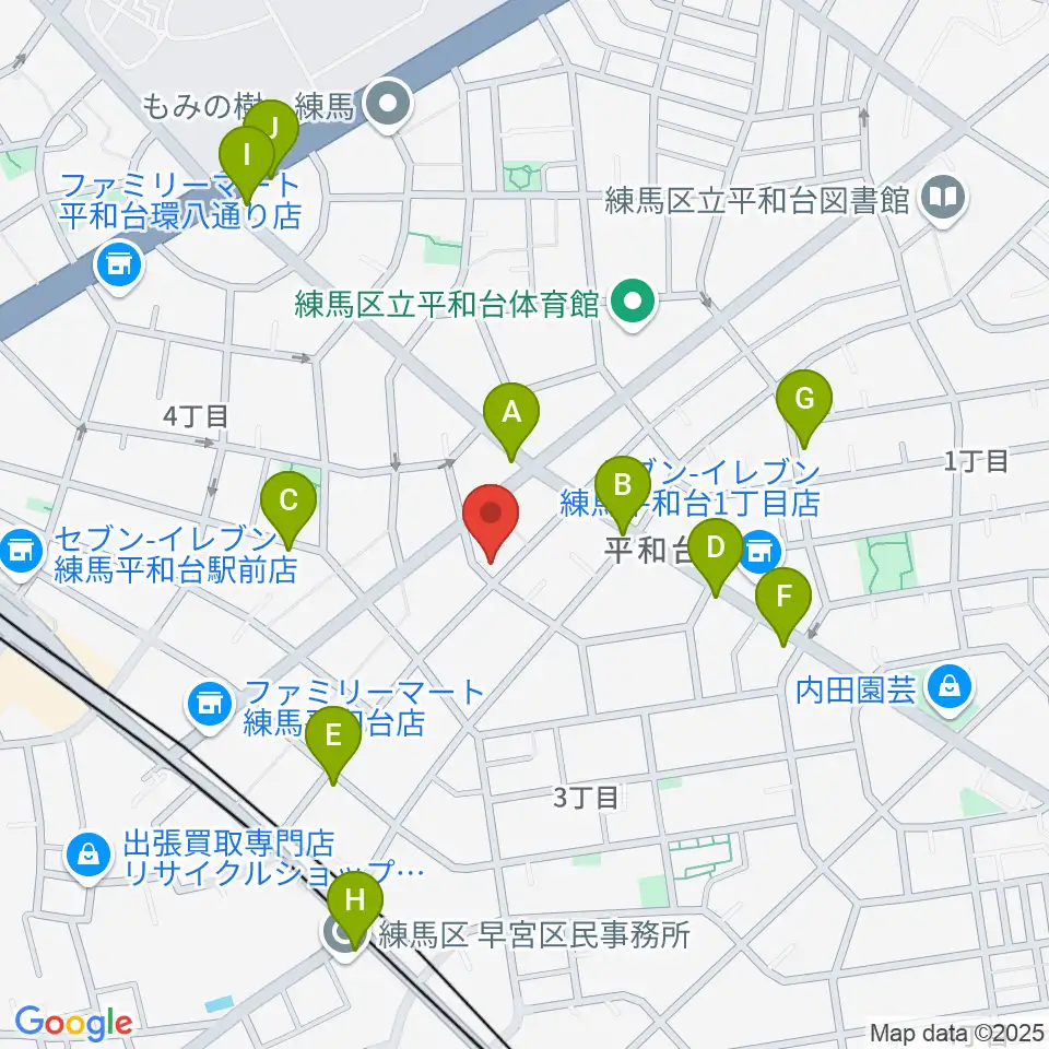 みつほし音楽教室周辺のファミレス・ファーストフード一覧地図