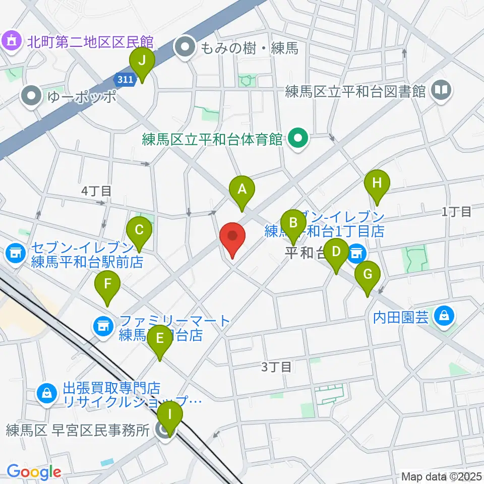 みつほし音楽教室周辺のファミレス・ファーストフード一覧地図