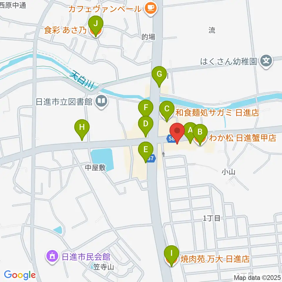 J’z Studio West周辺のファミレス・ファーストフード一覧地図