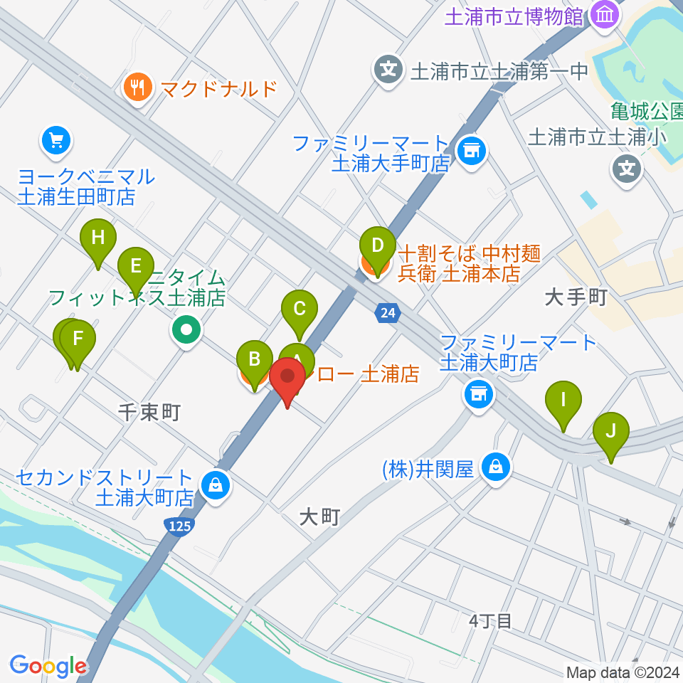 MUSIC PLANT土浦店周辺のファミレス・ファーストフード一覧地図