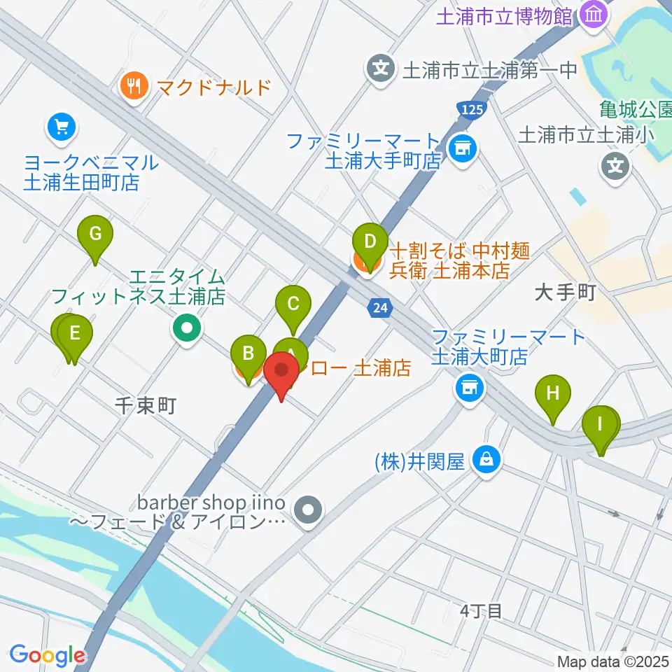 MUSIC PLANT土浦店周辺のファミレス・ファーストフード一覧地図