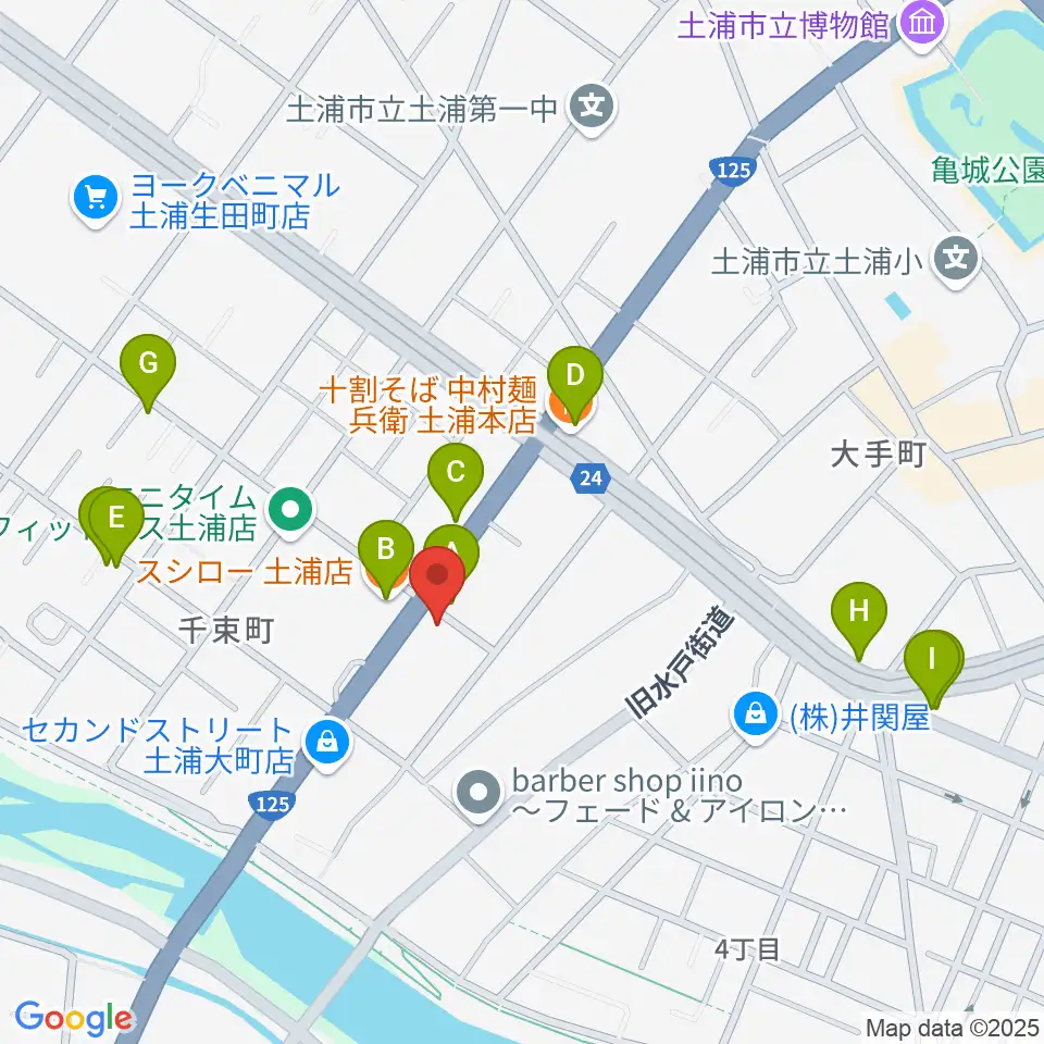 MUSIC PLANT土浦店周辺のファミレス・ファーストフード一覧地図
