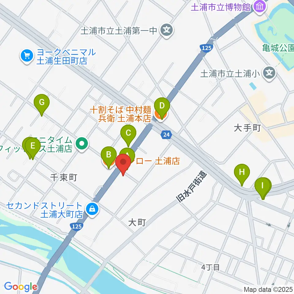 MUSIC PLANT土浦店周辺のファミレス・ファーストフード一覧地図