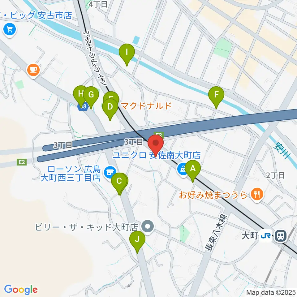 音楽館ピアノプラザ広島店周辺のファミレス・ファーストフード一覧地図