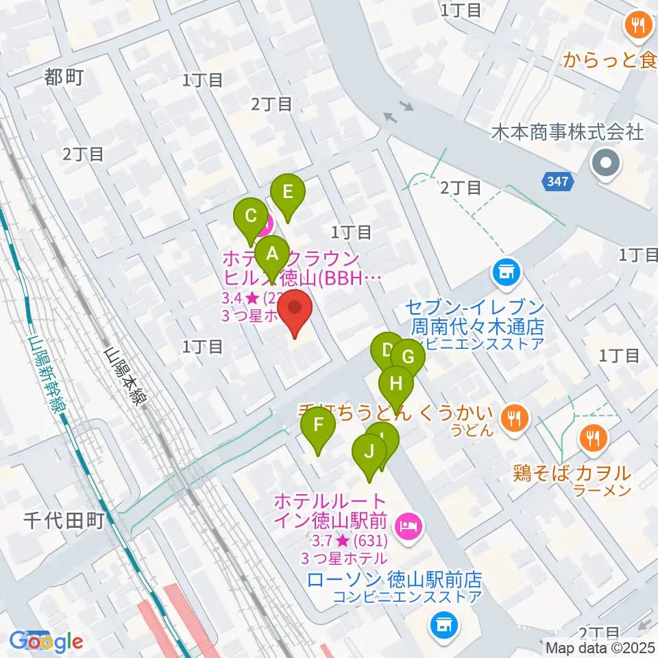 POPS-K 周南ロック館周辺のファミレス・ファーストフード一覧地図