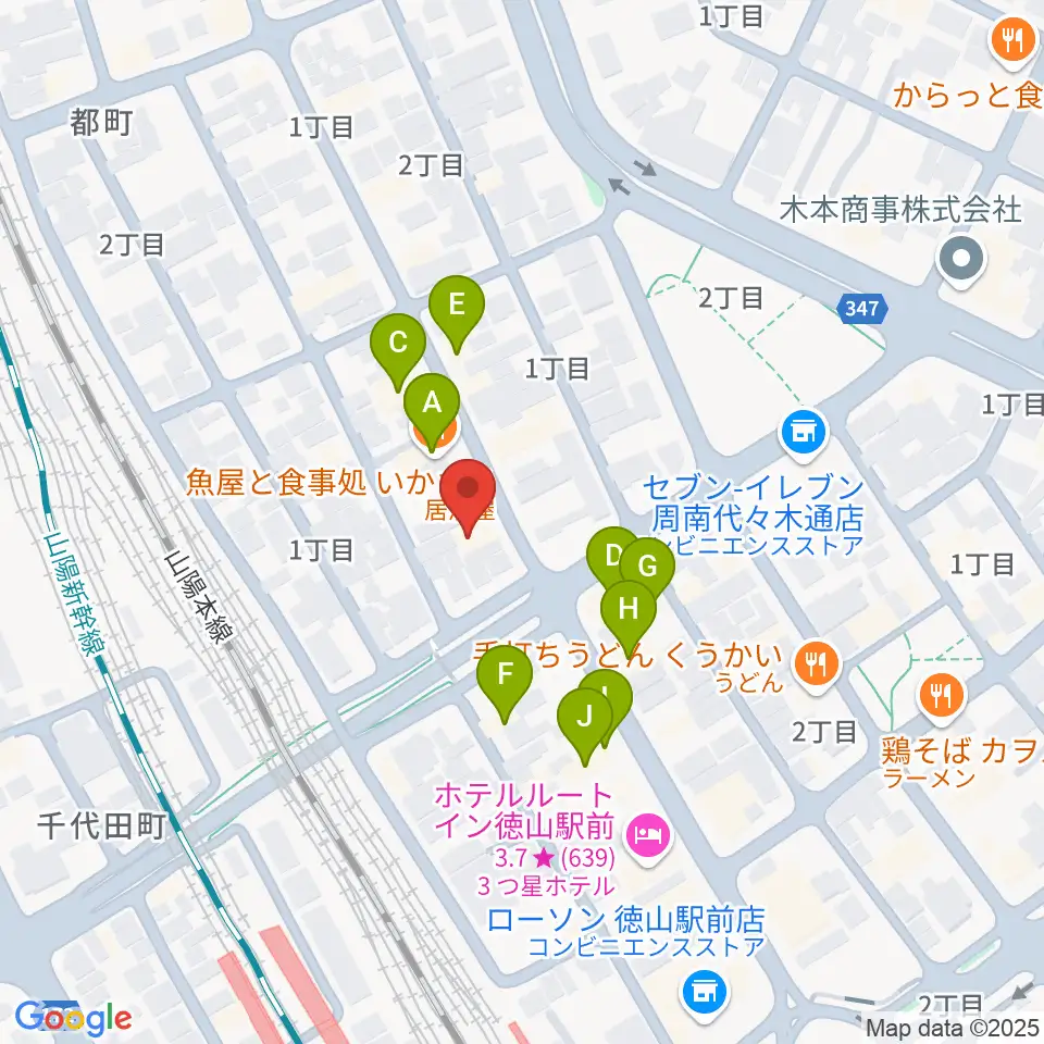 POPS-K 周南ロック館周辺のファミレス・ファーストフード一覧地図