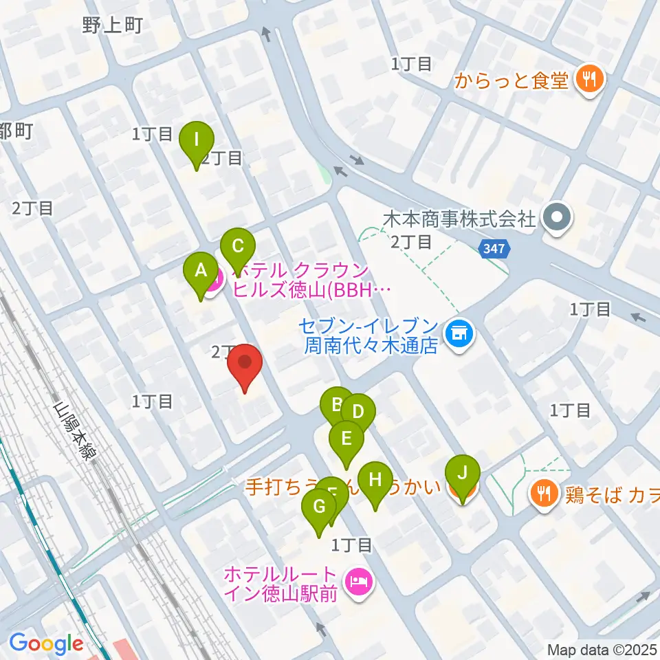 POPS-K 周南ロック館周辺のファミレス・ファーストフード一覧地図
