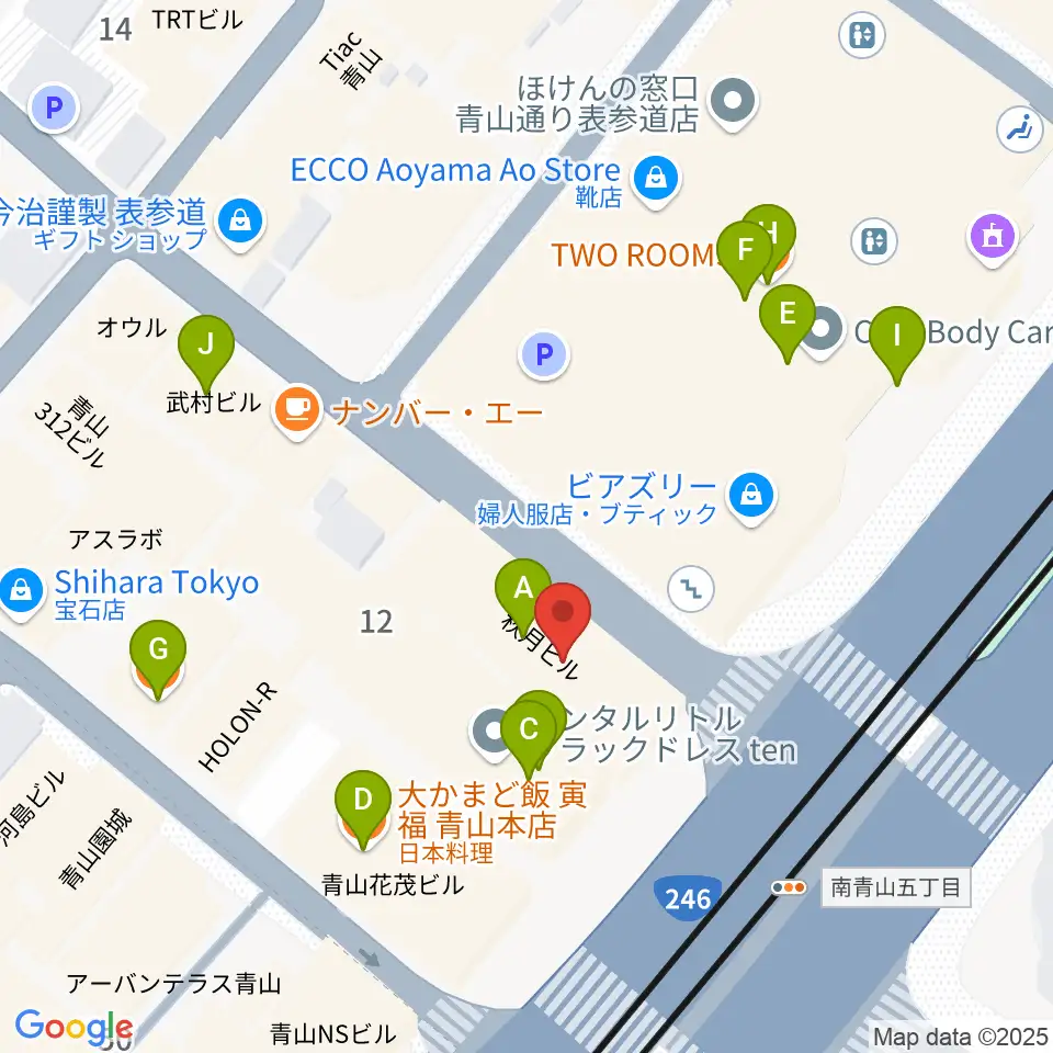 表参道クラシックスペース周辺のファミレス・ファーストフード一覧地図