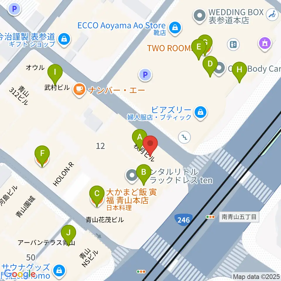 表参道クラシックスペース周辺のファミレス・ファーストフード一覧地図