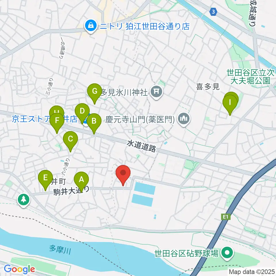 いけだ音楽教室周辺のファミレス・ファーストフード一覧地図