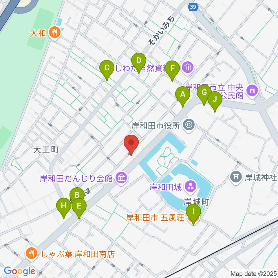 民の謡 岸和田店周辺のファミレス・ファーストフード一覧地図