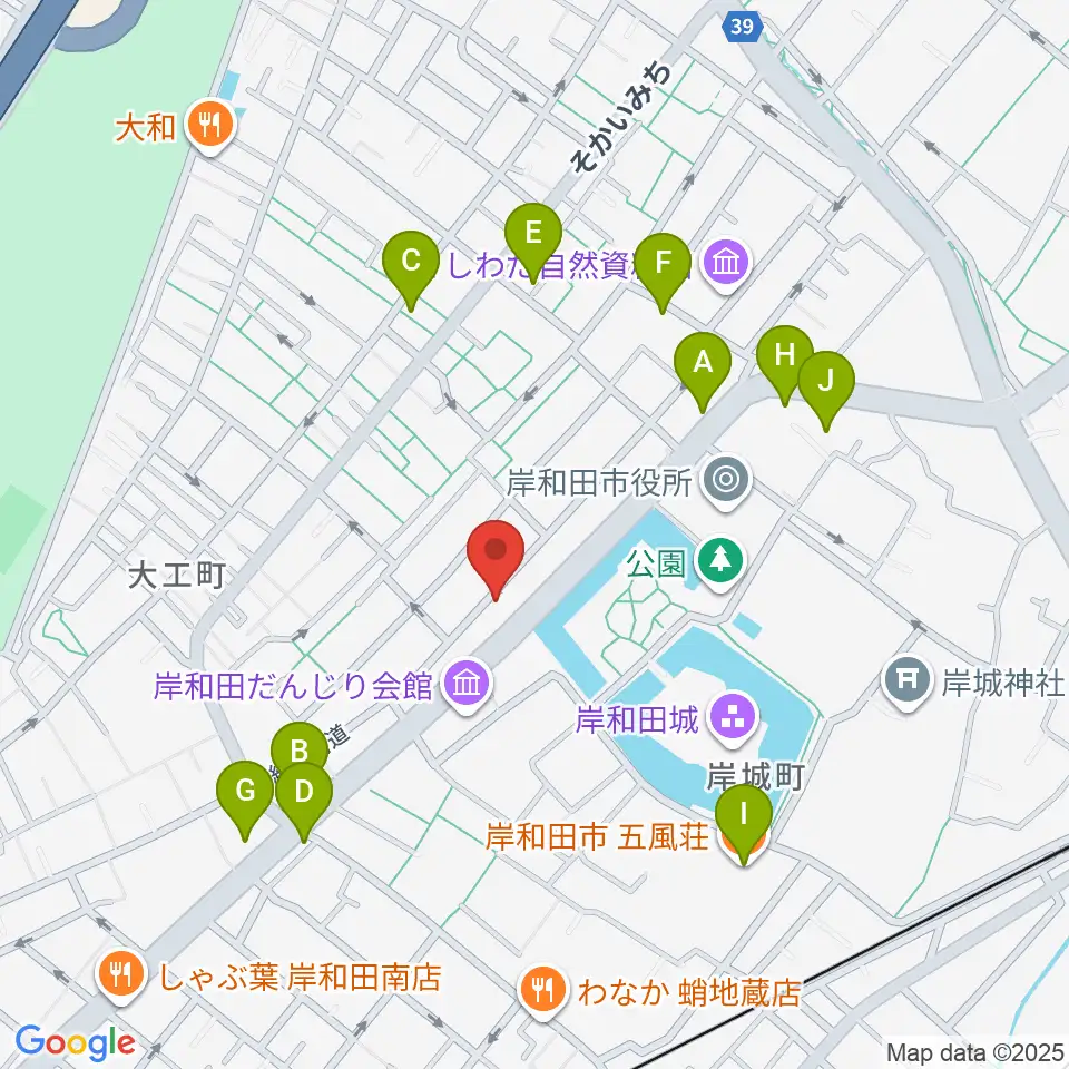 民の謡 岸和田店周辺のファミレス・ファーストフード一覧地図