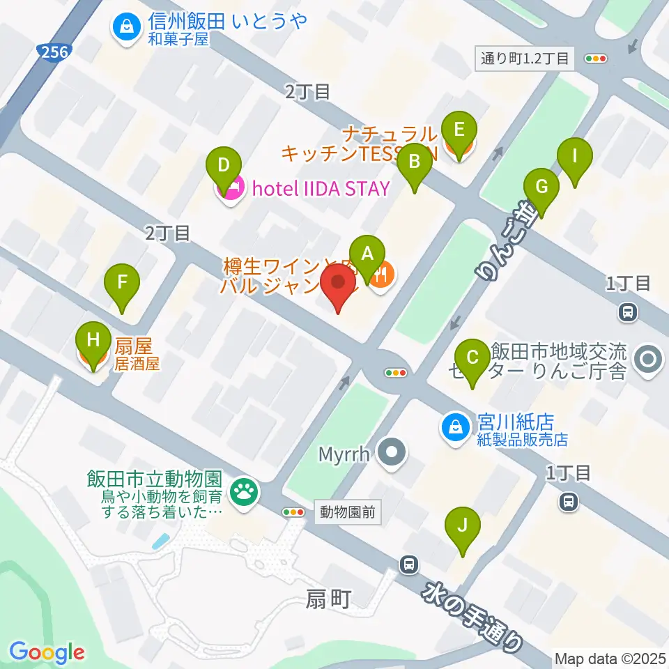 飯田CANVAS周辺のファミレス・ファーストフード一覧地図