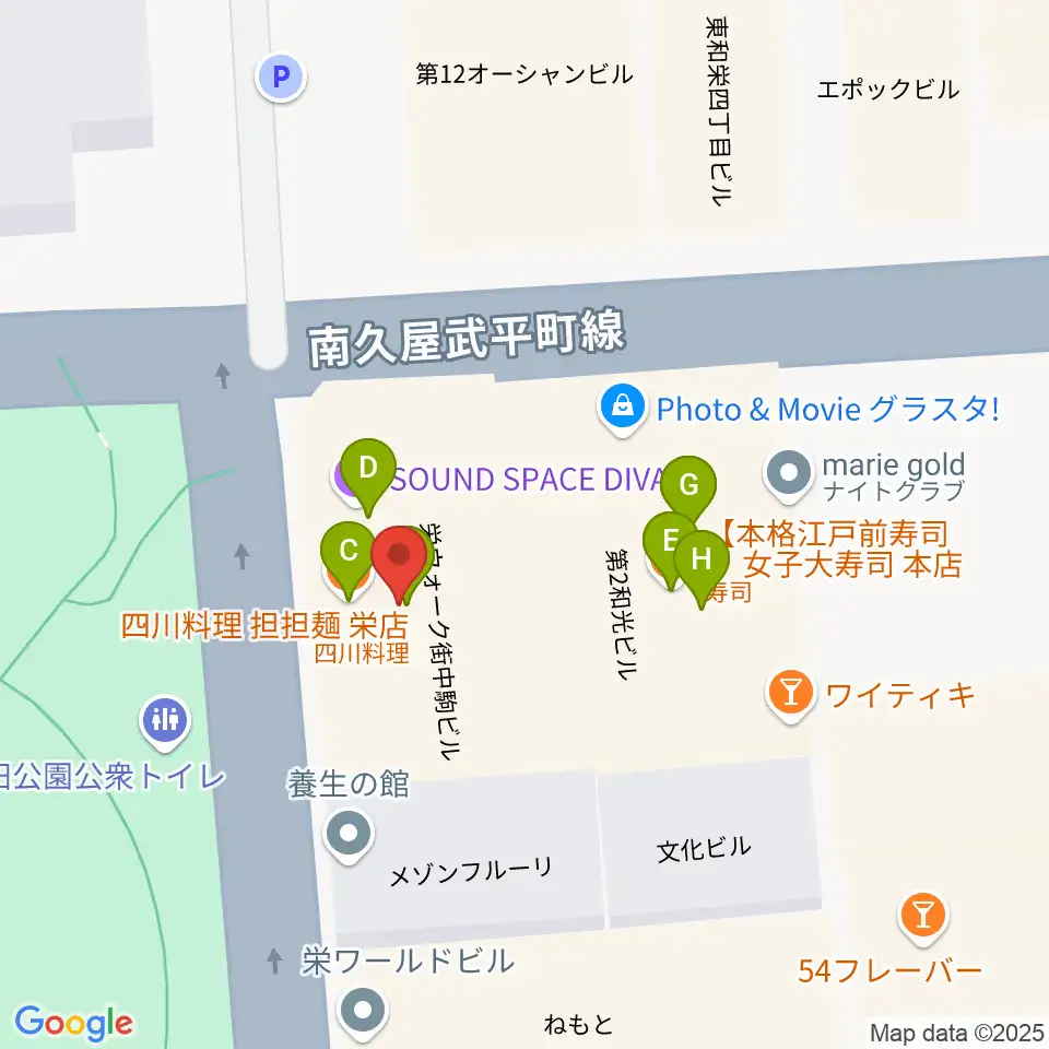 名古屋レッドドラゴン周辺のファミレス・ファーストフード一覧地図