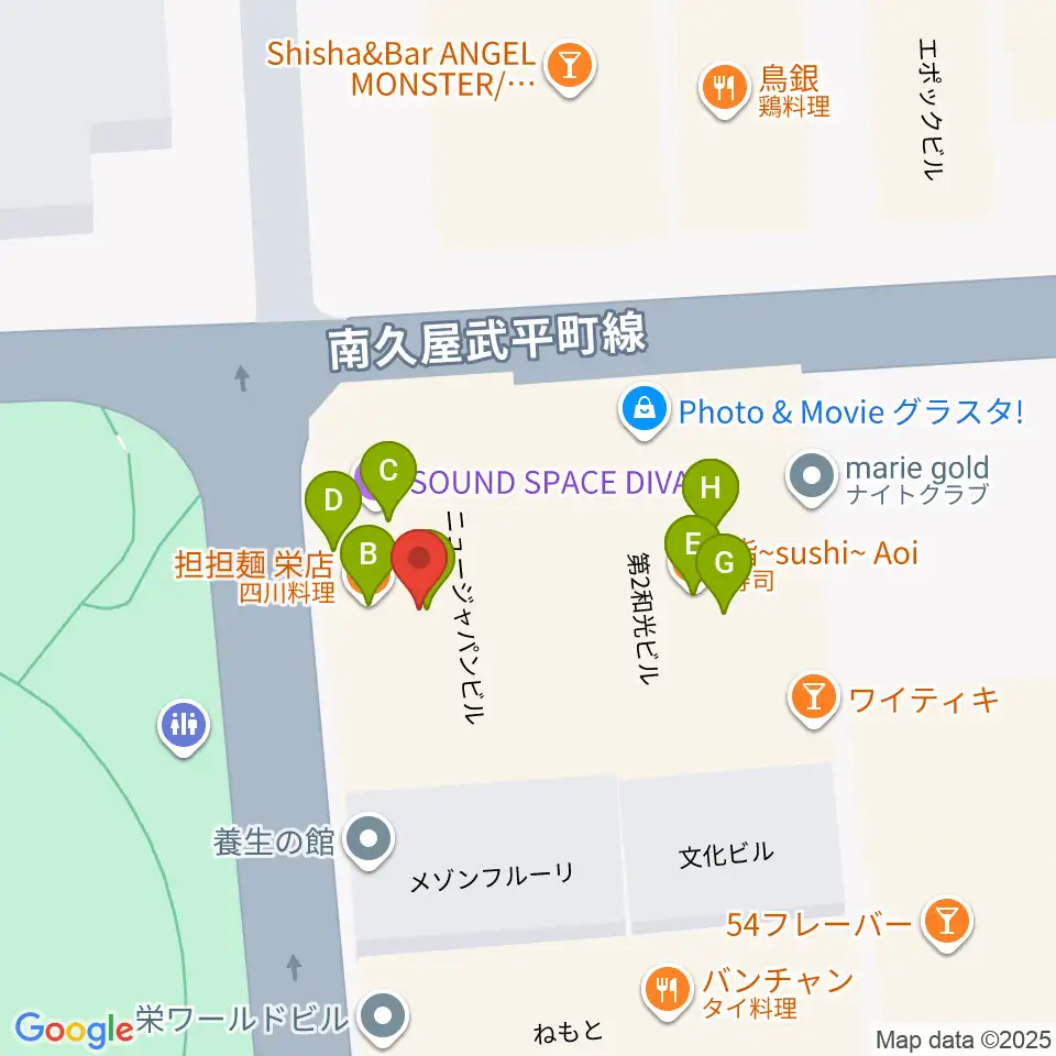 名古屋レッドドラゴン周辺のファミレス・ファーストフード一覧地図
