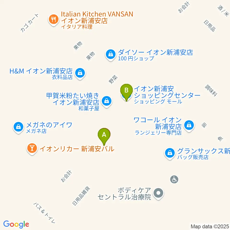 伊藤楽器 新浦安センター周辺のファミレス・ファーストフード一覧地図