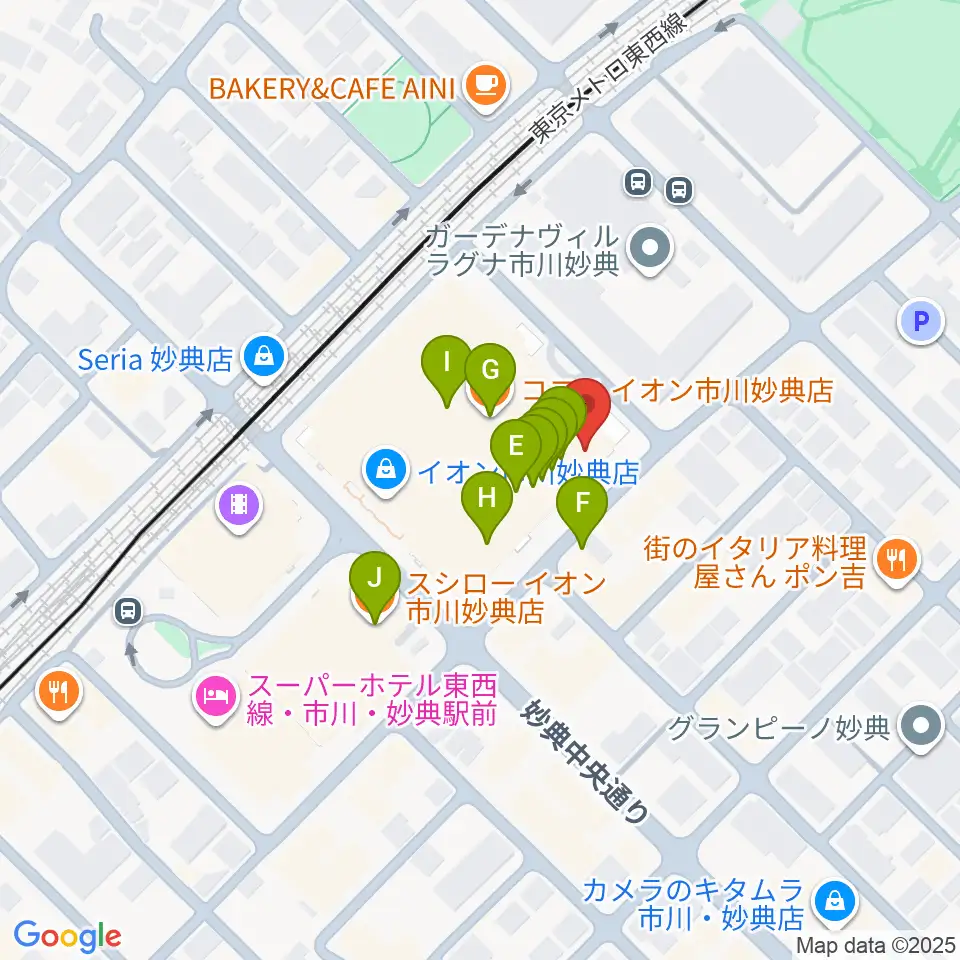 伊藤楽器 妙典イオンセンター周辺のファミレス・ファーストフード一覧地図